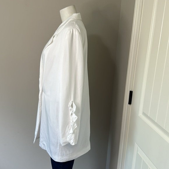 CAROLINE CONSTAS Ruffle Blazer Dress Split Ruffle Sleeve White Revolve Sz XS - Picture 7 of 16